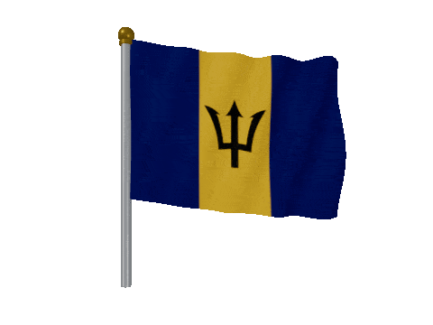 Barbados Pole Fast Wind animated flag GIF