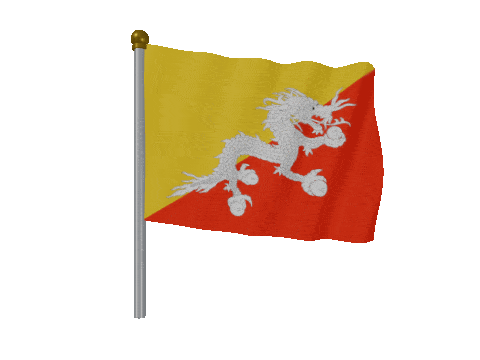 Bhutan Pole Fast Wind animated flag GIF