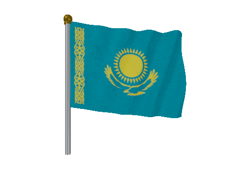 Kazakhstan Pole Fast Wind animated flag GIF