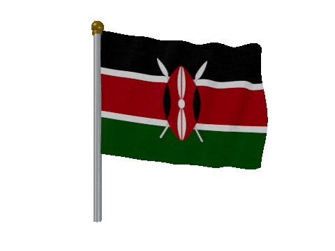 Kenya Pole Fast Wind animated flag GIF