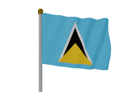 Saint Lucia Pole Fast Wind animated flag GIF