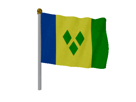 Saint Vincent And The Grenadines Pole Fast Wind animated flag GIF