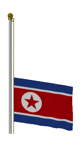 North Korea Raise Pole animated flag GIF
